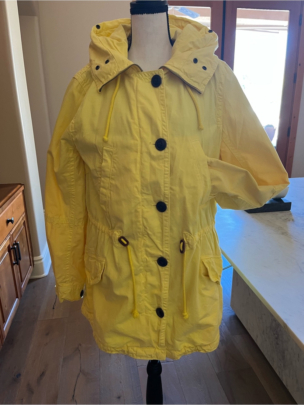 GAP Yellow Hooded Drawstring Parka Large